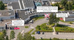 Porvoo Hospital’s main entrance will be closed for about three months from March 4, 2024 onwards. Entrance to the hospital is via the emergency department's door, which is to the left of the main entrance.The laboratory has a separate entrance, which is to the right of the main entrance.
